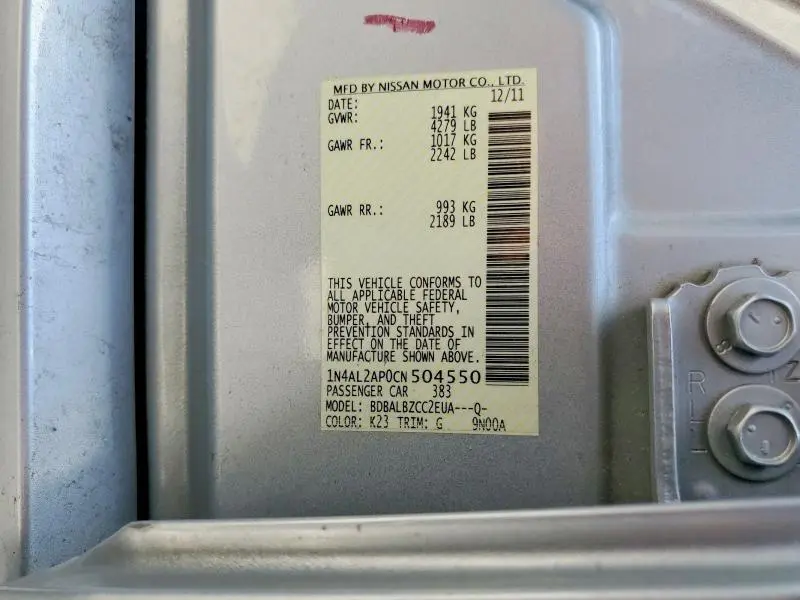 2012 NISSAN ALTIMA 2.5  