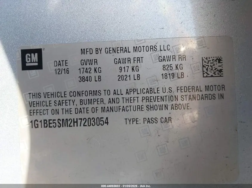 2017 CHEVROLET CRUZE LT AUTO