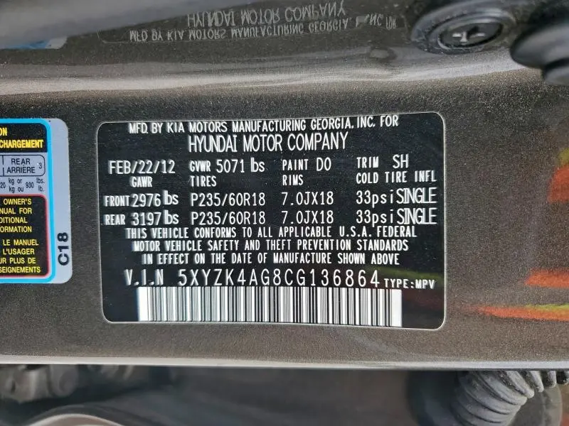 2012 HYUNDAI SANTA FE LIMITED  