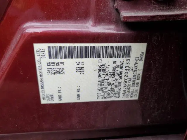 2012 NISSAN ALTIMA BASE  
