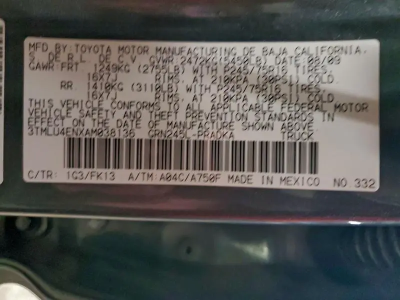 2010 TOYOTA TACOMA DOUBLE CAB  