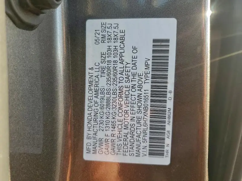 2022 HONDA ODYSSEY EXL  