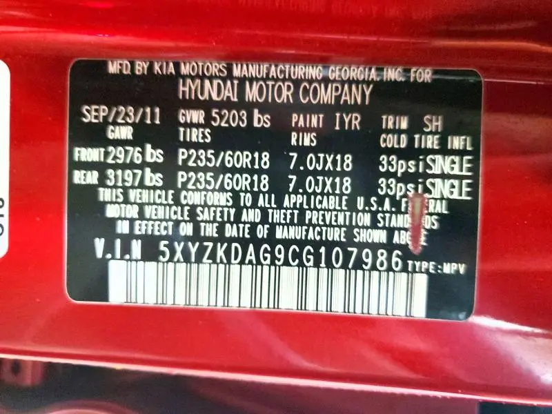 2012 HYUNDAI SANTA FE LIMITED  