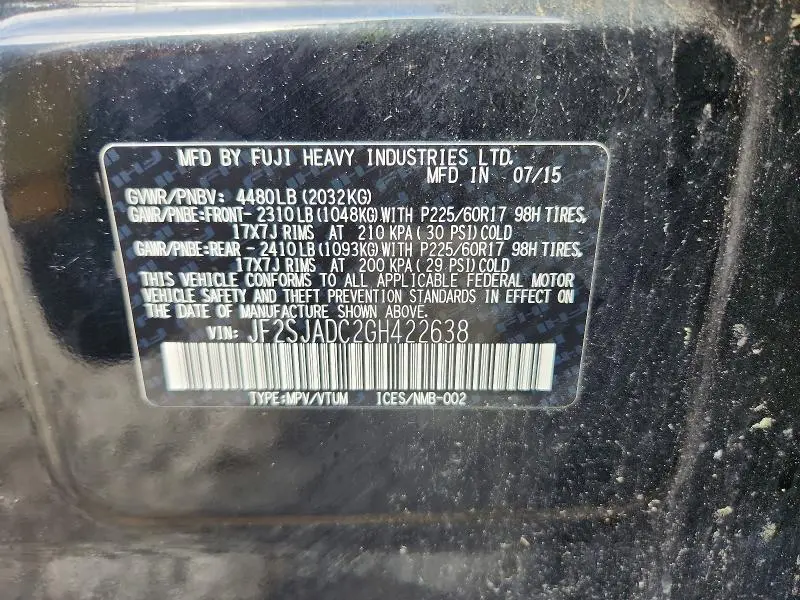 2016 SUBARU FORESTER 2.5I PREMIUM  