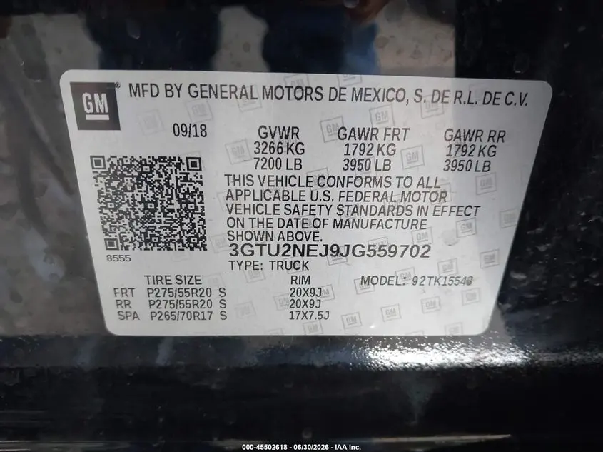 2018 GMC SIERRA 1500 SLT