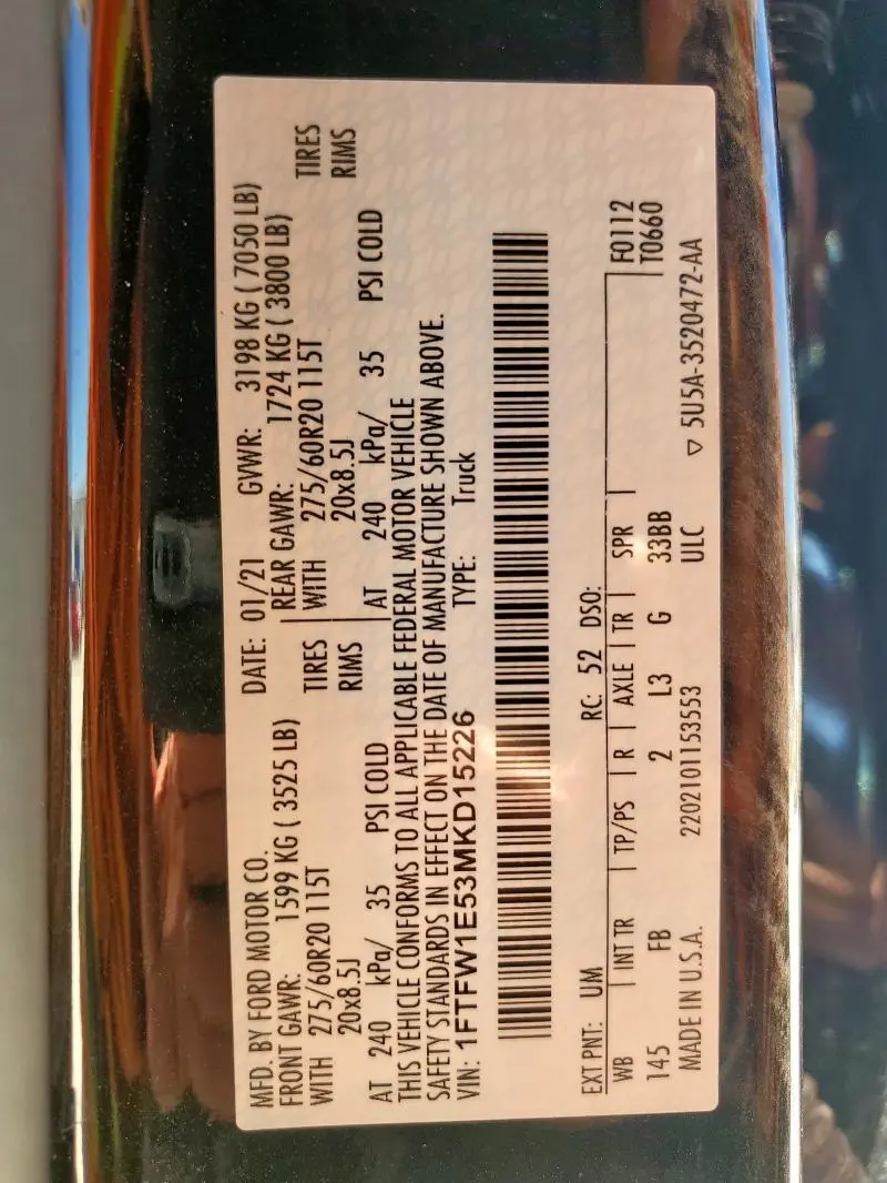 2021 FORD F150 SUPERCREW