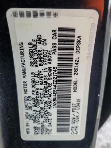 2010 TOYOTA COROLLA BASE  