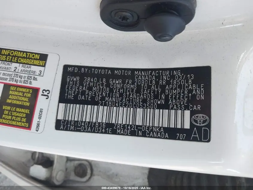 2013 TOYOTA COROLLA LE