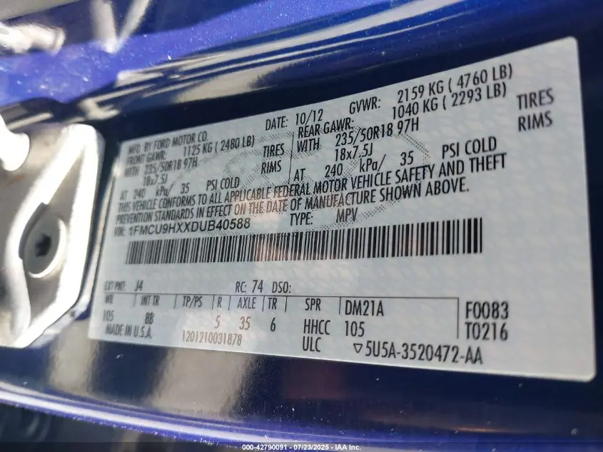 2013 FORD ESCAPE SEL