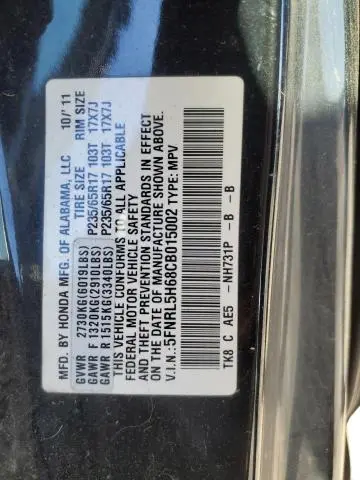 2012 HONDA ODYSSEY EXL  