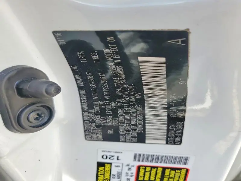 2016 TOYOTA SIENNA XLE 8-PASSENGER  