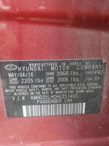 2017 HYUNDAI ELANTRA GT   