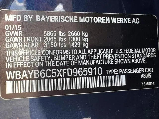 2015 BMW 750 XI  