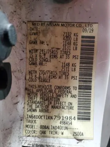 2019 NISSAN FRONTIER S  