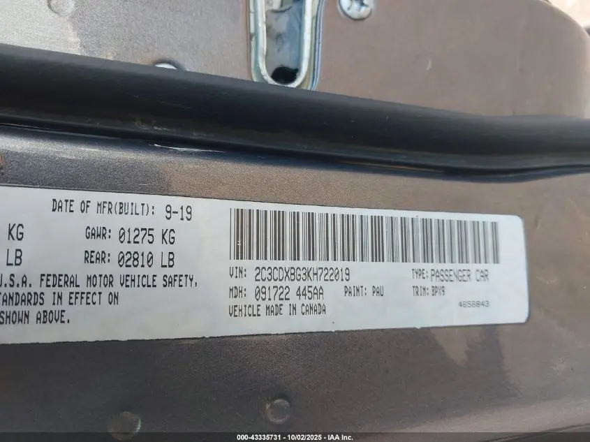 2019 DODGE CHARGER SXT RWD