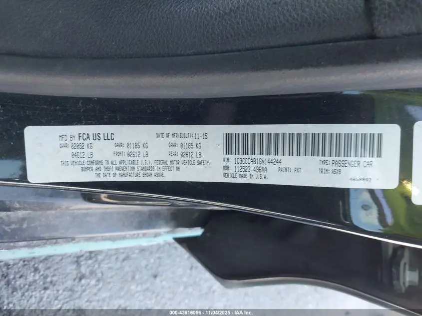 2016 CHRYSLER 200 LIMITED