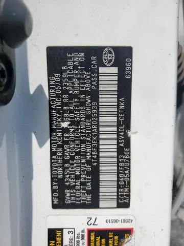 2010 TOYOTA CAMRY BASE  