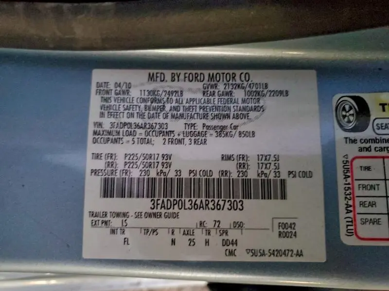 2010 FORD FUSION HYBRID  