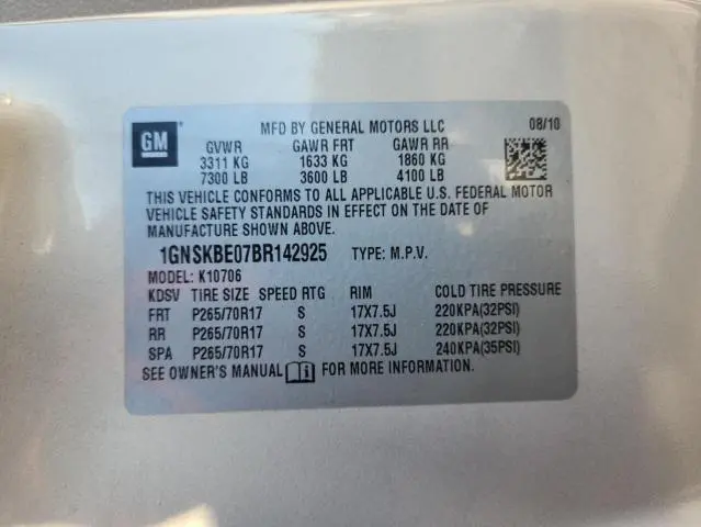 2011 CHEVROLET TAHOE K1500 LT  