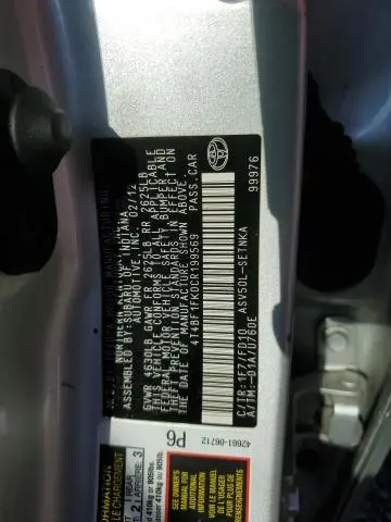 2012 TOYOTA CAMRY BASE  