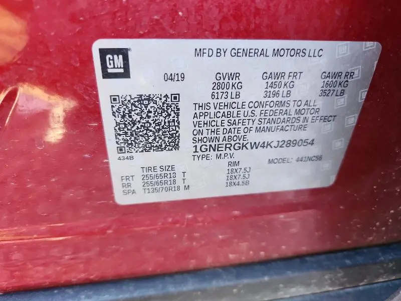 2019 CHEVROLET TRAVERSE LT  