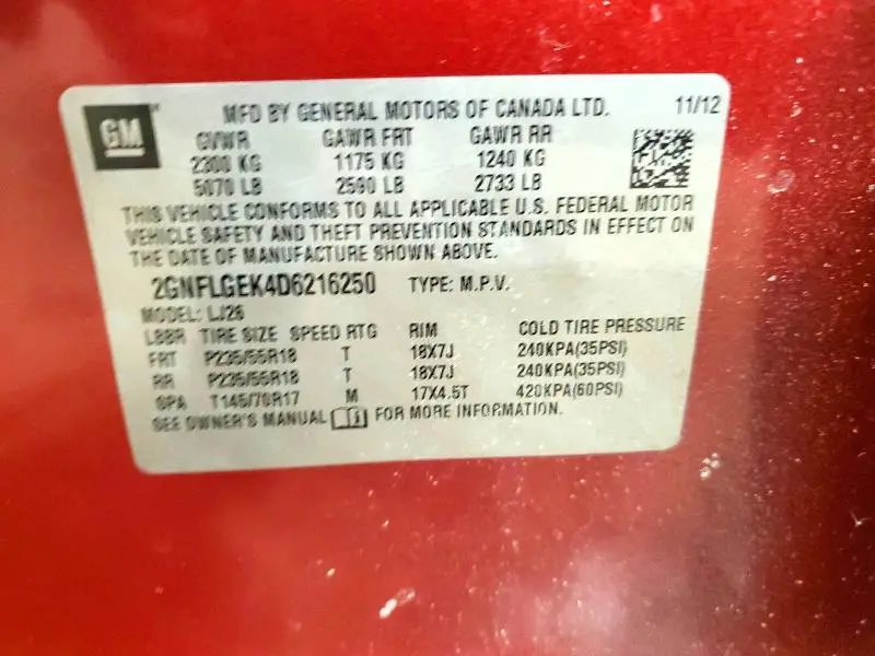 2013 CHEVROLET EQUINOX LTZ  