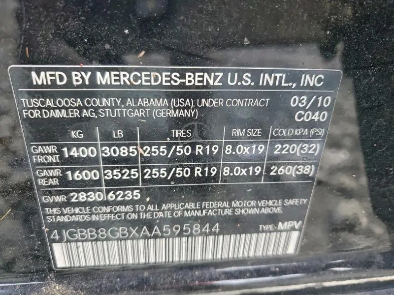 2010 MERCEDES-BENZ ML 350 4MATIC  