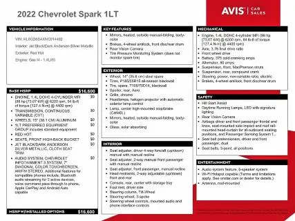 2022 CHEVROLET SPARK 1LT  