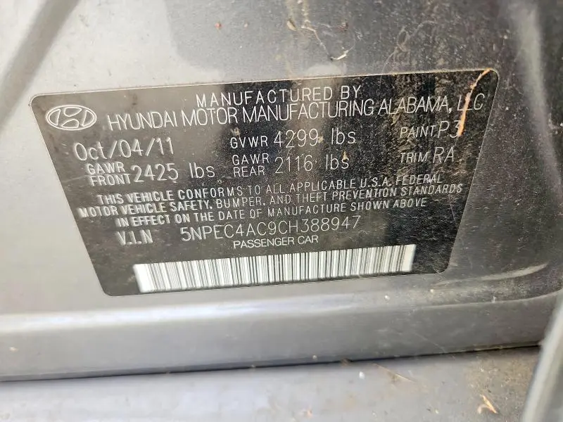 2012 HYUNDAI SONATA SE  