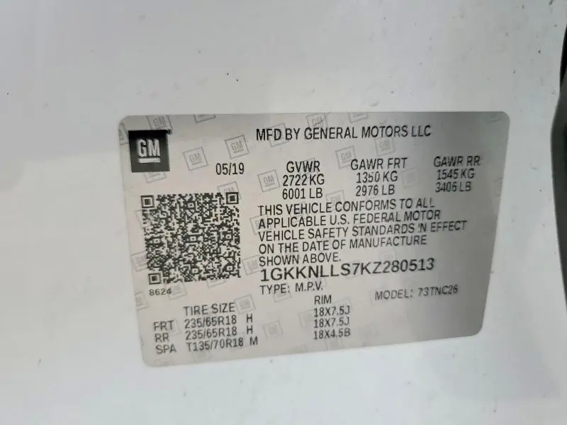 2019 GMC ACADIA SLE  