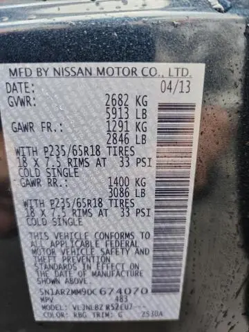 2013 NISSAN PATHFINDER S  