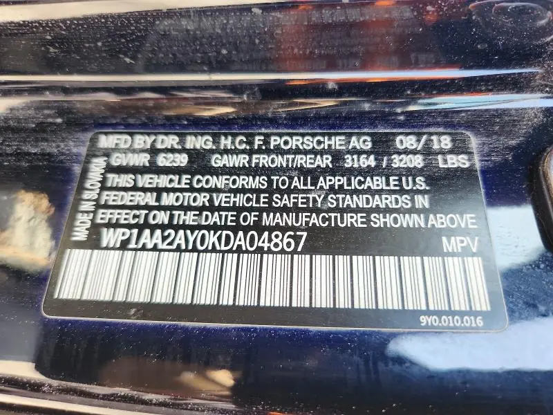 2019 PORSCHE CAYENNE   