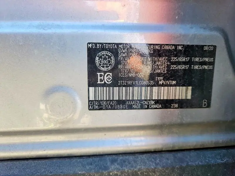 2020 TOYOTA RAV4 LE  