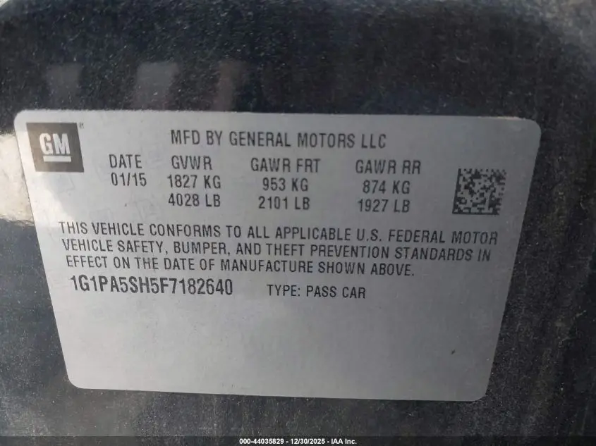 2015 CHEVROLET CRUZE LS AUTO