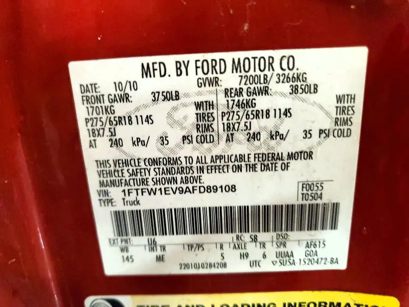 2010 FORD F150 SUPERCREW  
