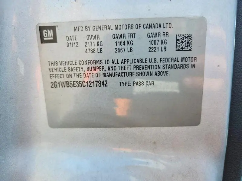 2012 CHEVROLET IMPALA LT  