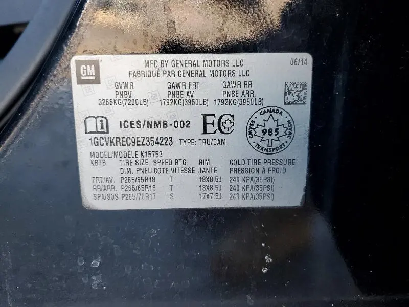 2014 CHEVROLET SILVERADO K1500 LT  