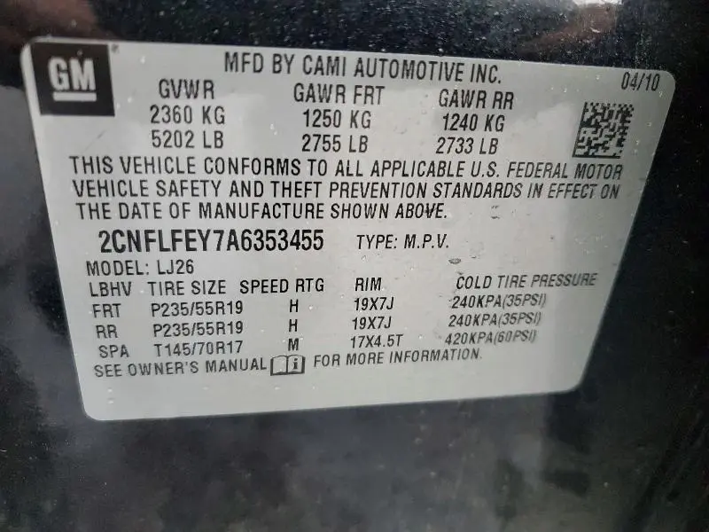 2010 CHEVROLET EQUINOX LTZ  