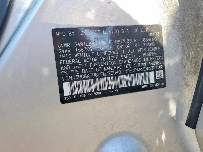 2015 HONDA FIT EX  