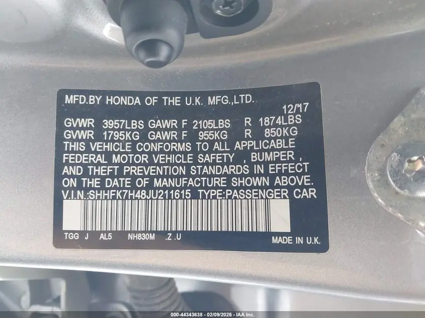 2018 HONDA CIVIC SPORT