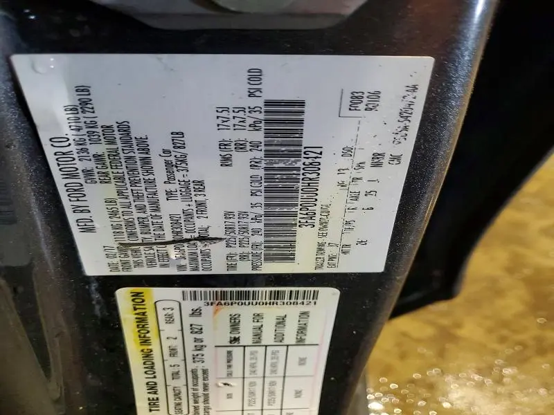 2017 FORD FUSION S HYBRID  