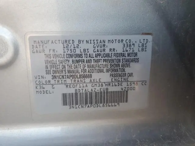 2013 NISSAN VERSA S  