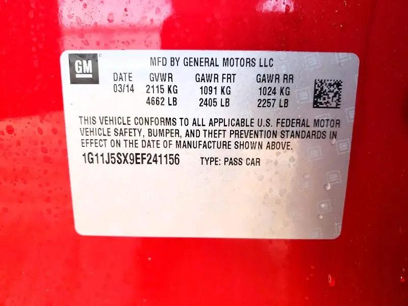 2014 CHEVROLET MALIBU LTZ  