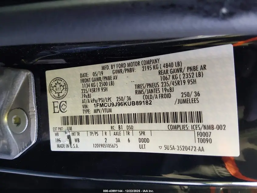 2019 FORD ESCAPE TITANIUM