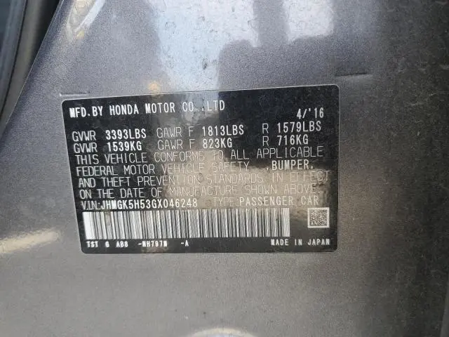 2016 HONDA FIT LX