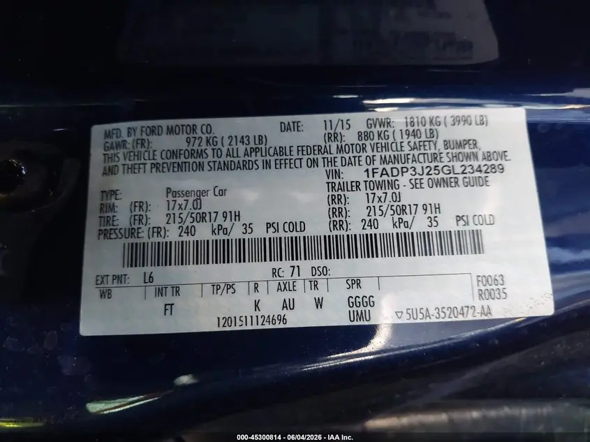 2016 FORD FOCUS TITANIUM