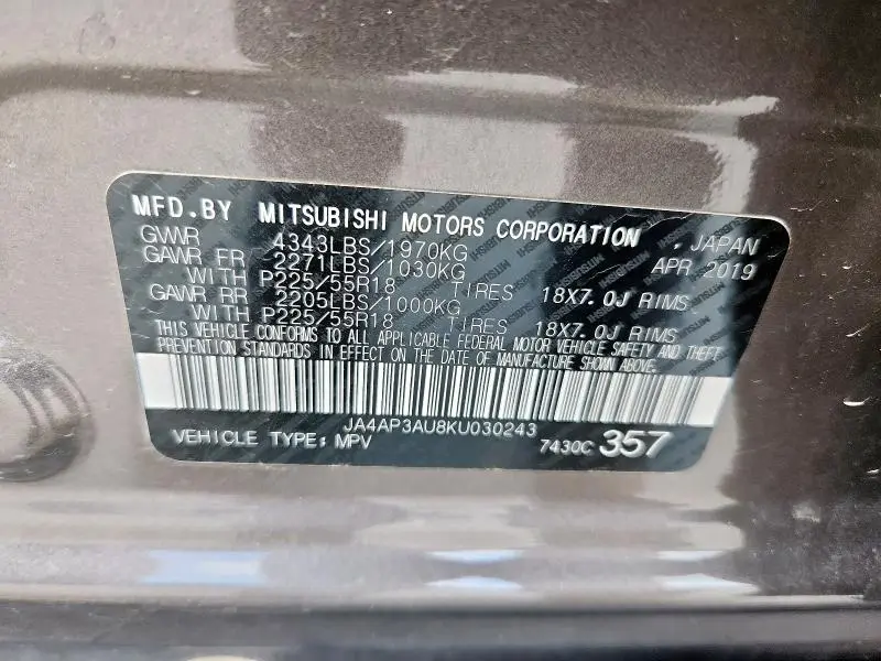 2019 MITSUBISHI OUTLANDER SPORT ES  