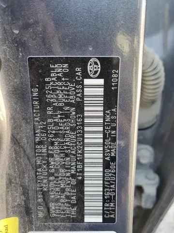 2012 TOYOTA CAMRY BASE  