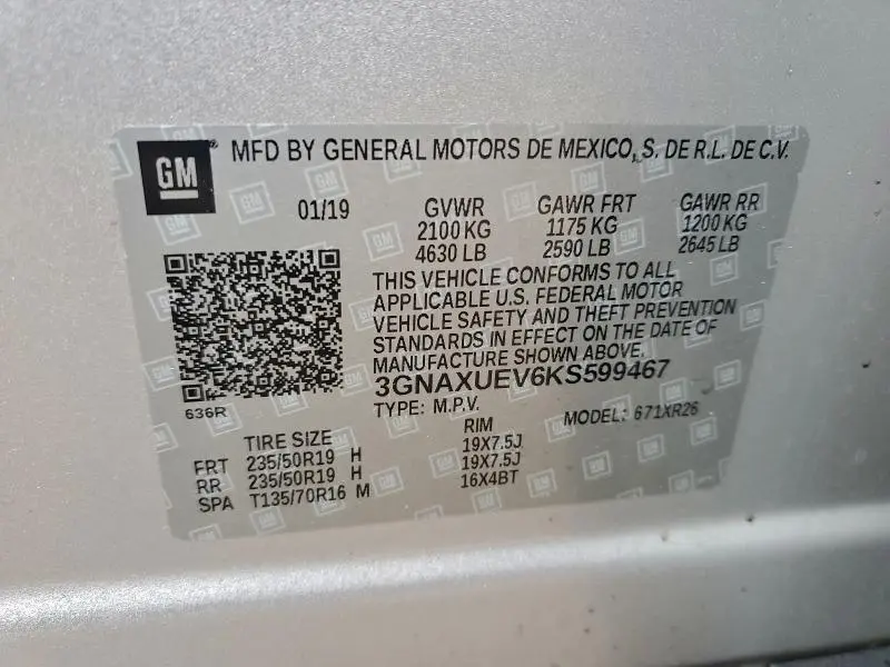 2019 CHEVROLET EQUINOX LT  