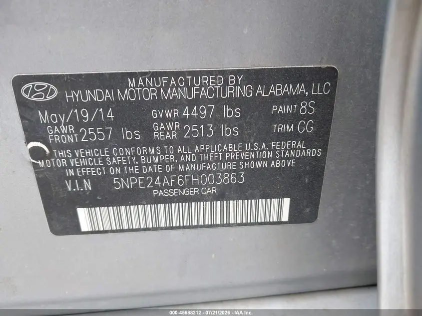 2015 HYUNDAI SONATA SE